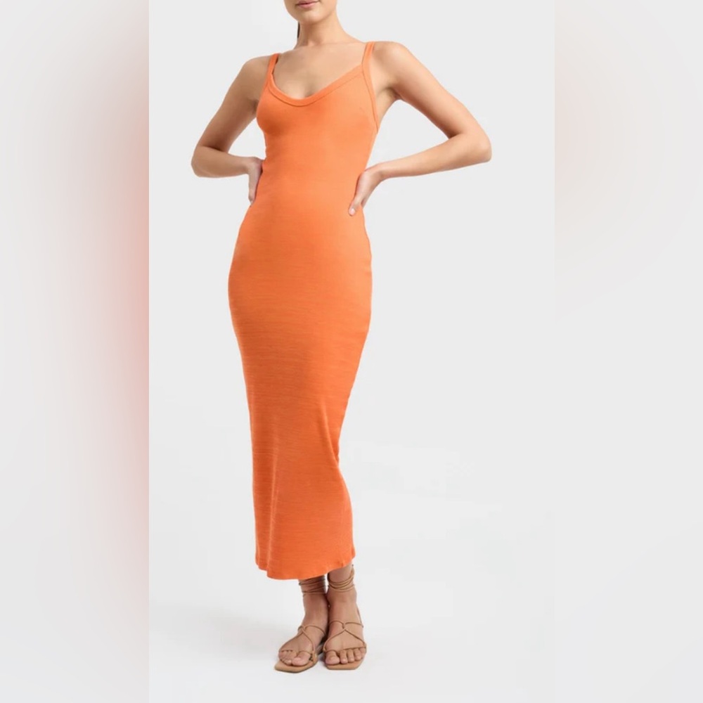 Kookai Orange Strapless Bodycon Cocktail Dress